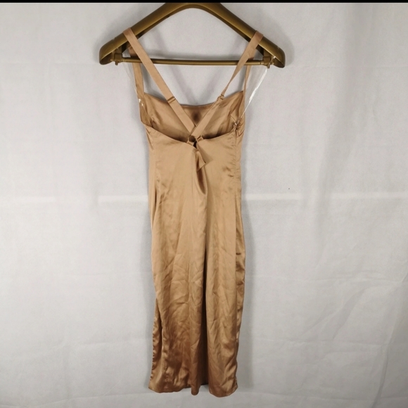 House of Cb London Gold Slinky Dress Size XS 6 8 cross back - Picture 4 of 6